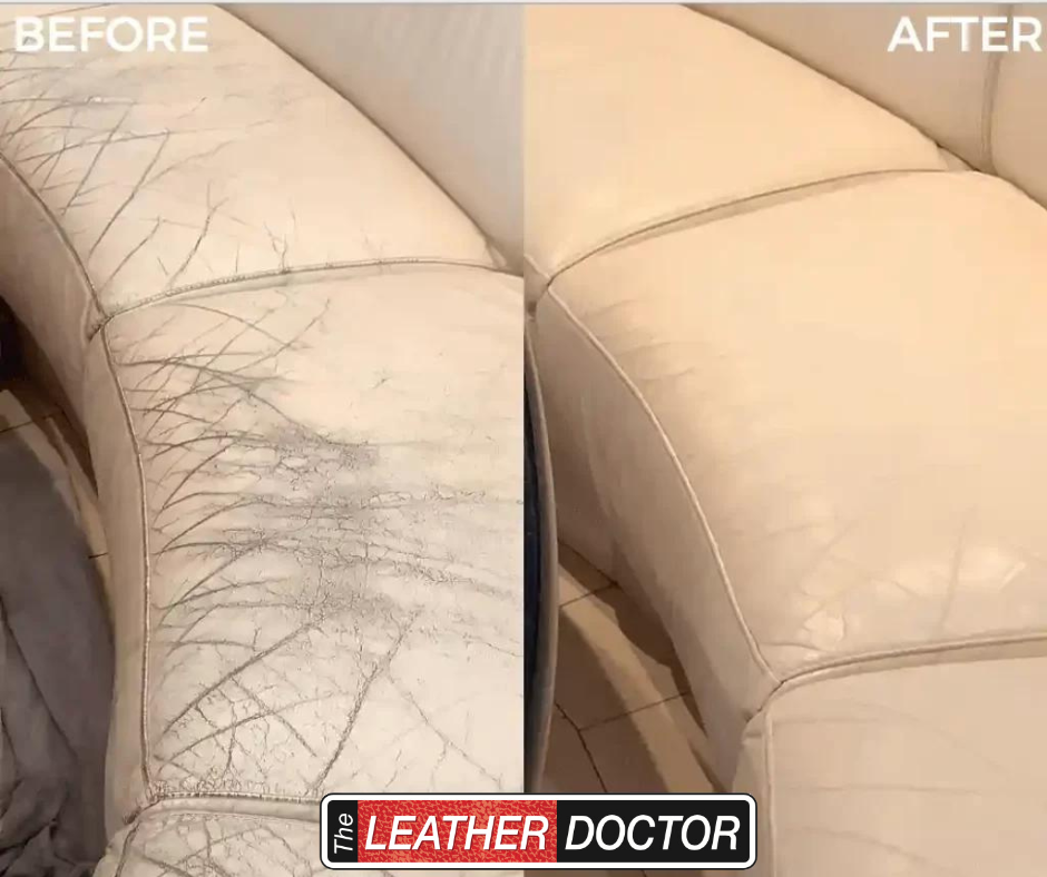 Curved Crack Repair on Cream Couch BnA