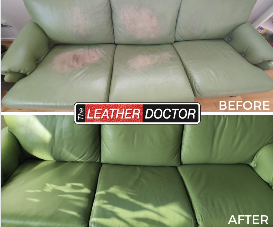 Green Leather 3 Seater Couch Recolouring