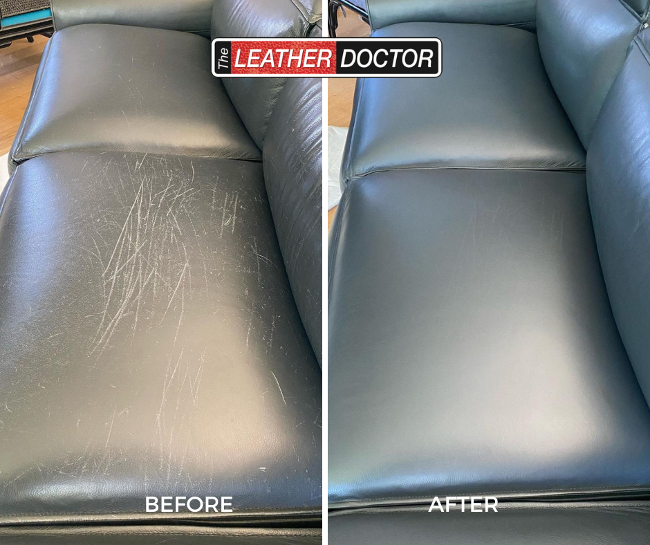 LD St George and Easter Suburbs Leather Couch Scratch Repair Blue Grey
