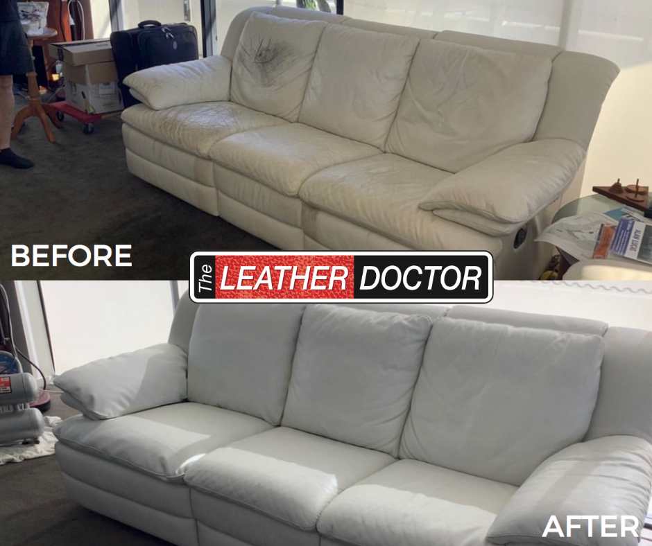 White 3 Seater Leather Couch Cleaning