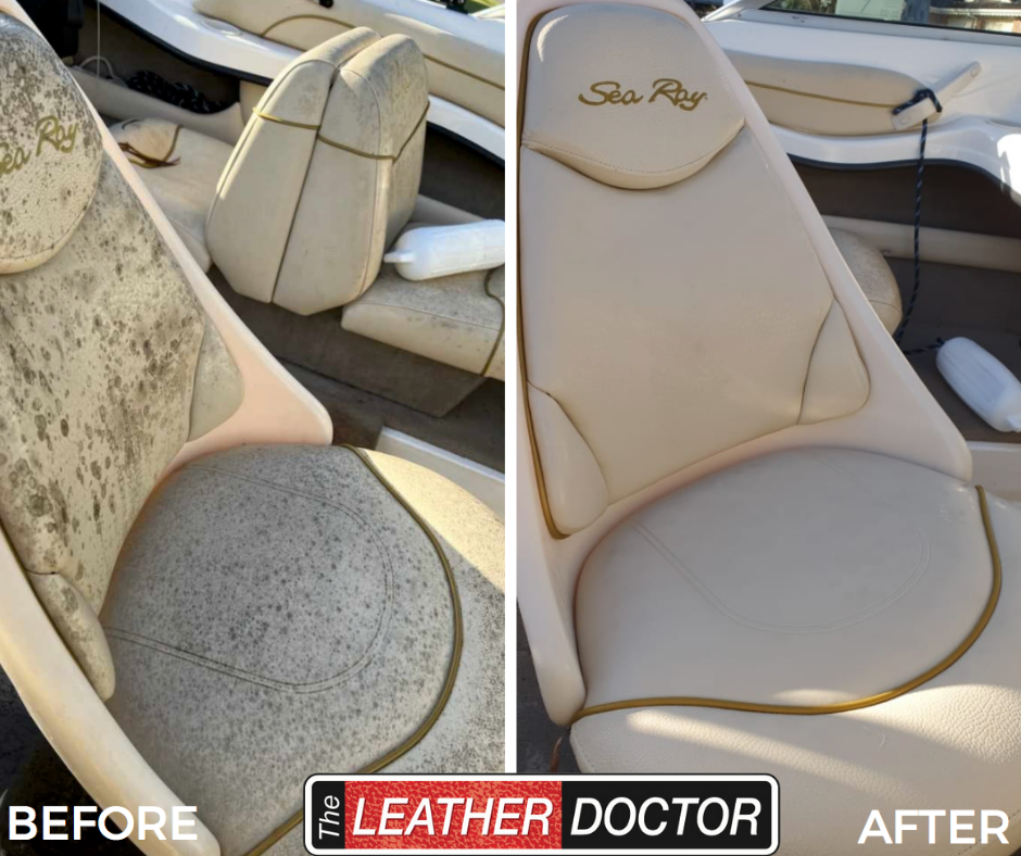 White Boat Seat Cleaning from Scum