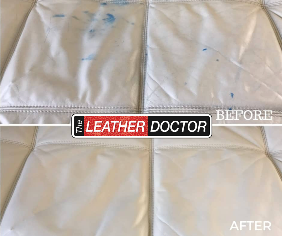 White Leather Couch Grid Blue Texta Removal